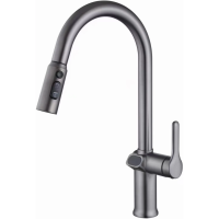 Смеситель для кухни Esko K15GMLED с выдвижным изливом, оружейная сталь матовый