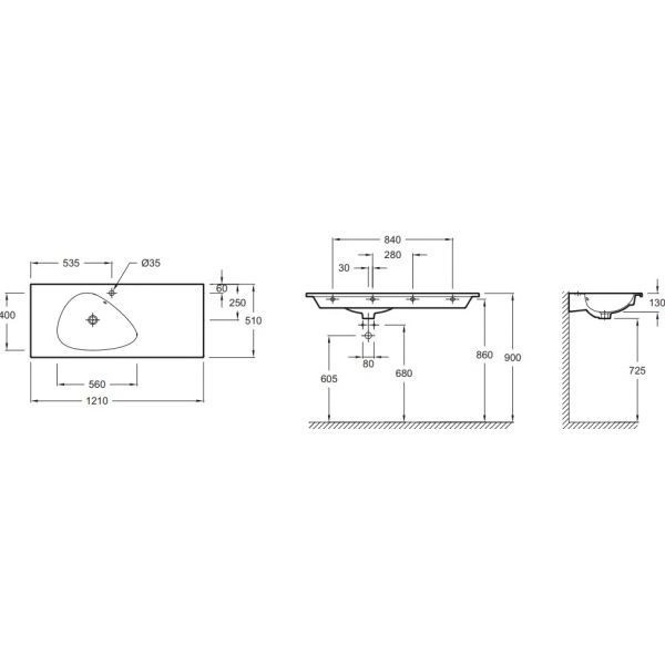 раковина jacob delafon nouvelle vague 121 exap112-z-mk4 кашемир матовый