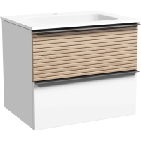 Тумба с раковиной Sancos Delta DL60W + CN7011 61 см, подвесная, светлый дуб/белый матовый