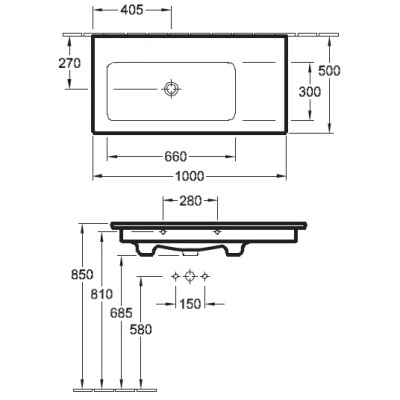 раковина villeroy & boch venticello 4134l301 полувстраиваемая, 100x50 см, альпийский белый