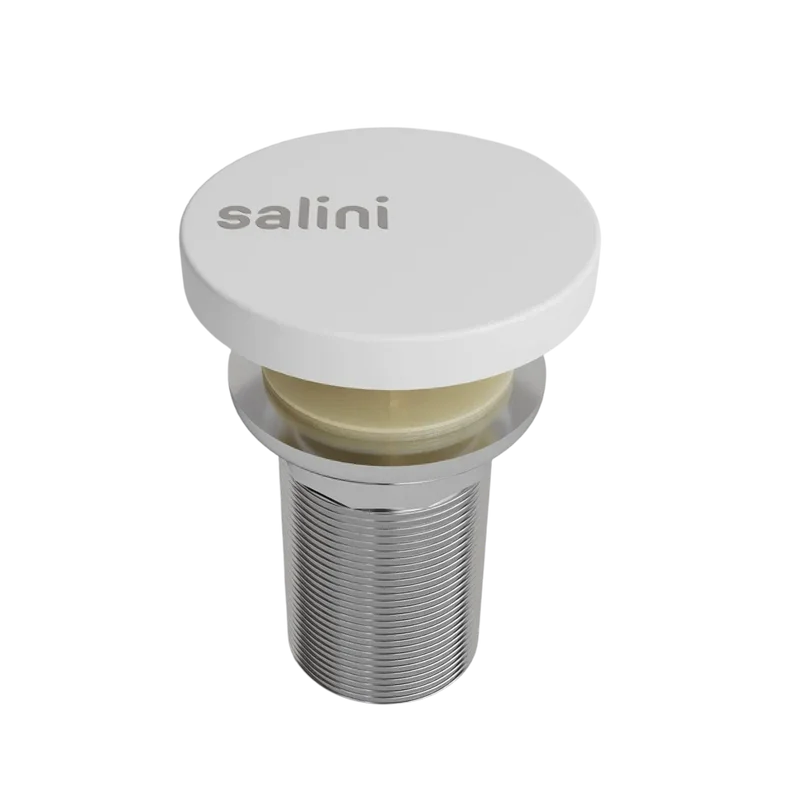 Донный клапан Salini D 502 для раковины, без перелива, глянцевый белый