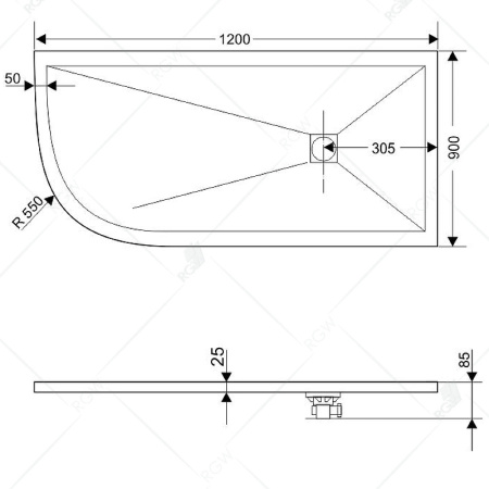 душевой поддон из искусственного камня rgw stone tray st/ar-0129w 120х90 16154129-01r