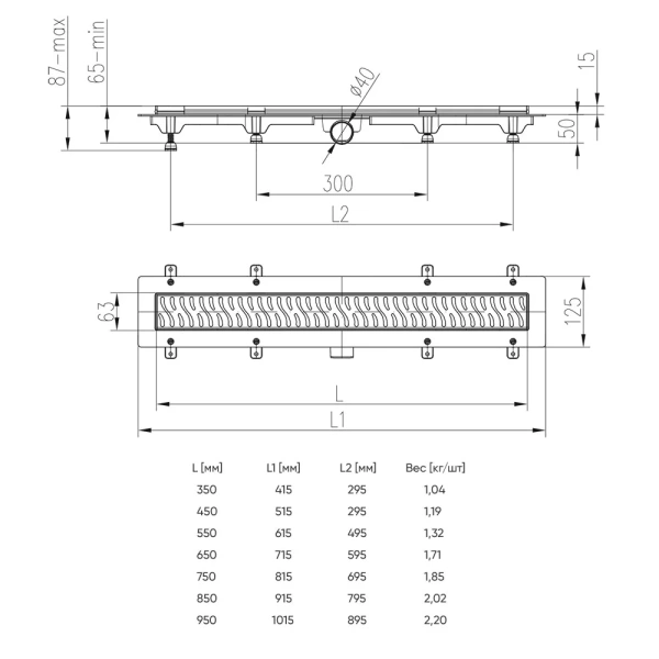 душевой лоток mch-veconi basic 850 мм v850b