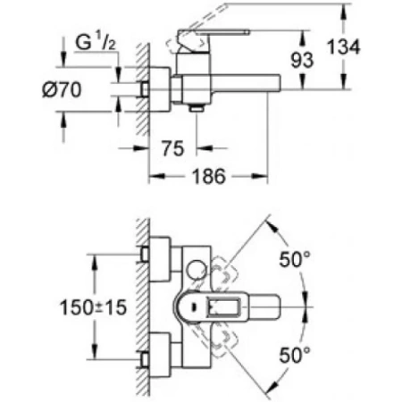 смеситель для ванны grohe quadra 32638ls0