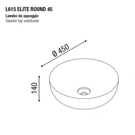 раковина накладная 45 см aet elite round l615t0r0v0101 цвет белый матовый