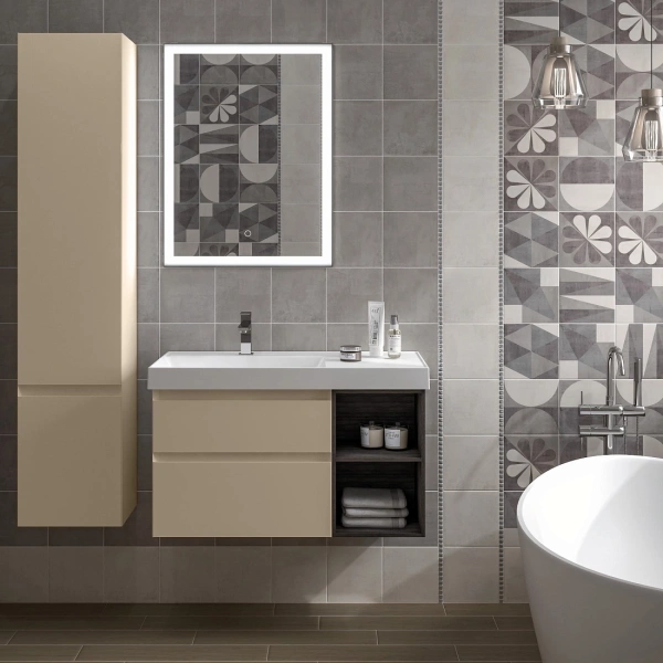 тумба под раковину kerama marazzi cubo cub.90lh\lim 90 левая подвесная, лимо матовый