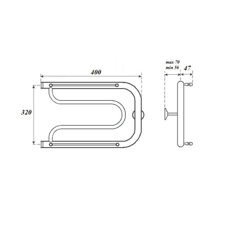 полотенцесушитель водяной point pn21334p 320x400 фокстрот с полкой цвет хром