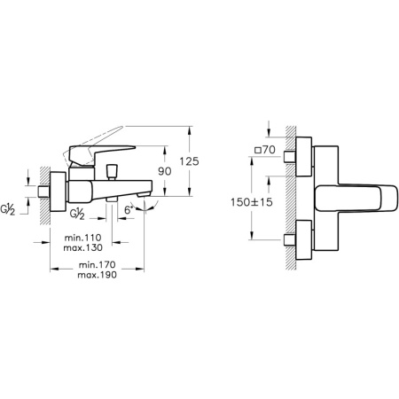 смеситель для ванны vitra root square a4273736exp