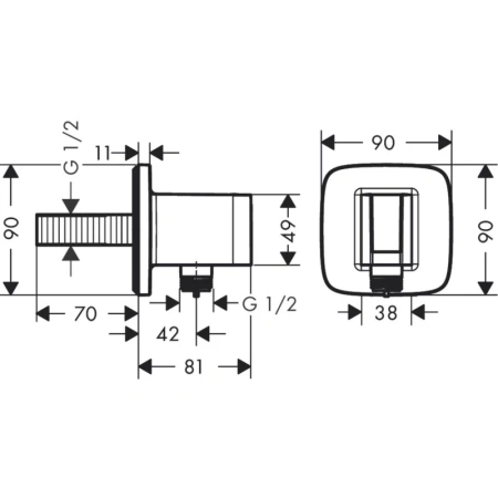 подключение для душевого шланга с держателем hansgrohe fixfit q 26887340