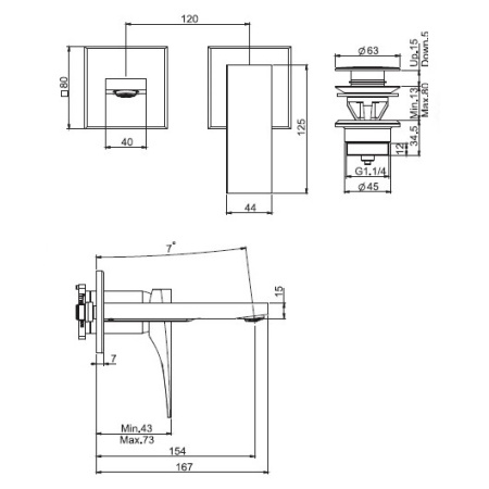 смеситель для раковины fima carlo frattini zeta f3971nx8ns цвет черный матовый