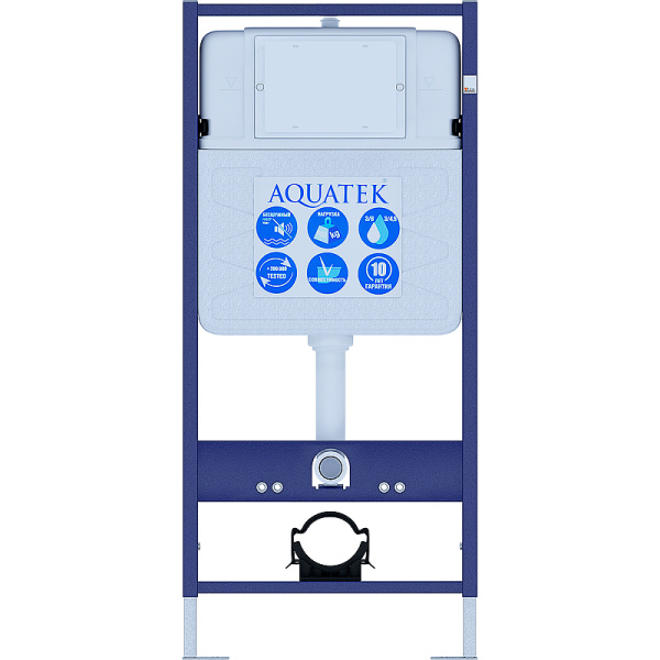 комплект унитаза с инсталляцией aquatek set aquatek классик-009 4в1 с сиденьем микролифт и белой клавишей смыва