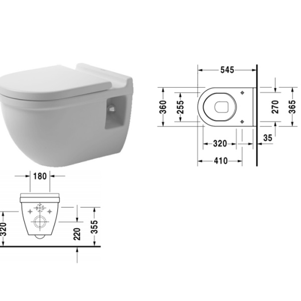 унитаз подвесной duravit starck 3 2215090000 цвет белый