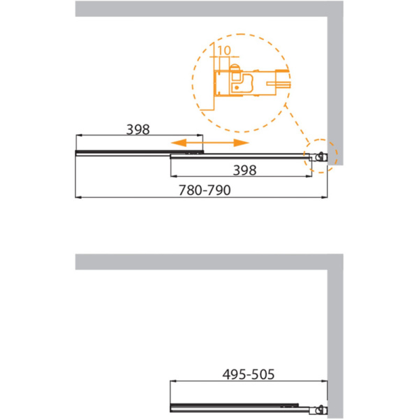 шторка для ванны 79 cezares slider-vf-11-80/150-c-cr прозрачное стекло