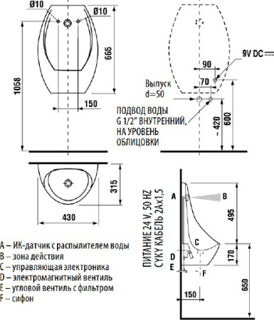 писсуар jika domino sensor 4110.1.000.487.1 с ик-датчиком белый