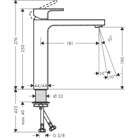 смеситель для раковины без донного клапана hansgrohe vernis shape 71591670