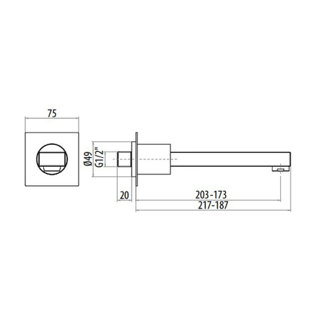 излив для смесителя gattoni kubik 2595/25c0 хром