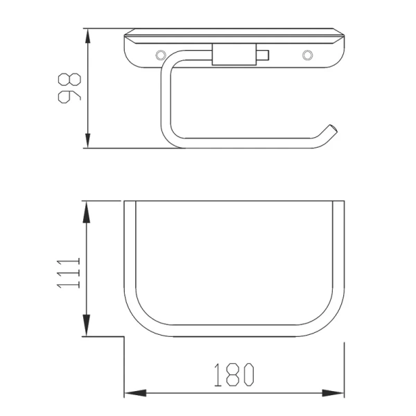 Держатель туалетной бумаги Abber Nord AA1530B полкой для телефона, матовый черный