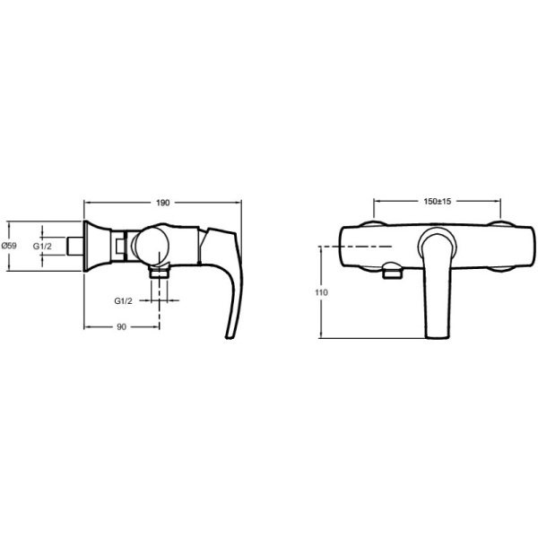 смеситель для душа jacob delafon symbol e71682 с эксцентриками