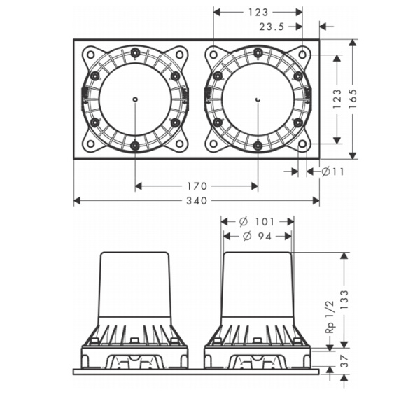 скрытая часть axor montreux 16549180 для напольного смесителя