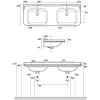 раковина kerasan waldorf 150 4143k1bi/cr*3 двойная белая