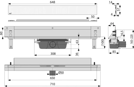 душевой лоток alcaplast spa apz5-shade-650