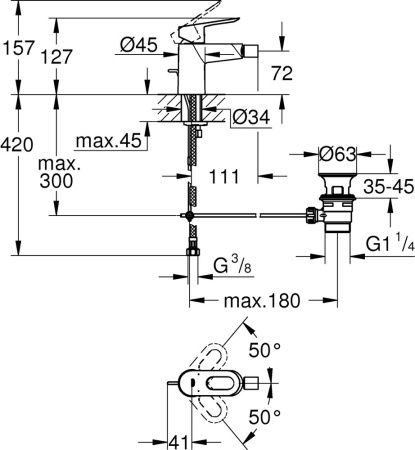 смеситель для биде grohe start loop 23352000