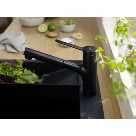 смеситель для кухни hansgrohe zesis m33 74800670, черный матовый