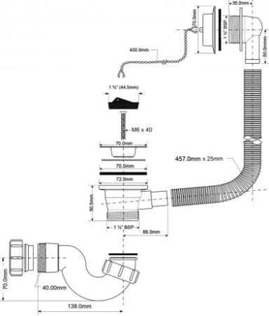 слив-перелив для ванны mcalpine mrb5