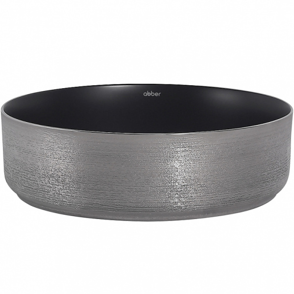 раковина 40x40 см abber bequem ac2109bs, цвет черный матовый/ серебро