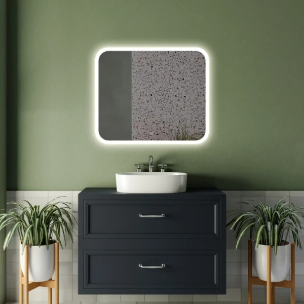зеркало abber see ag6109s-0.8 80x68,5 см, с led-подсветкой, сенсорным выключателем, диммером