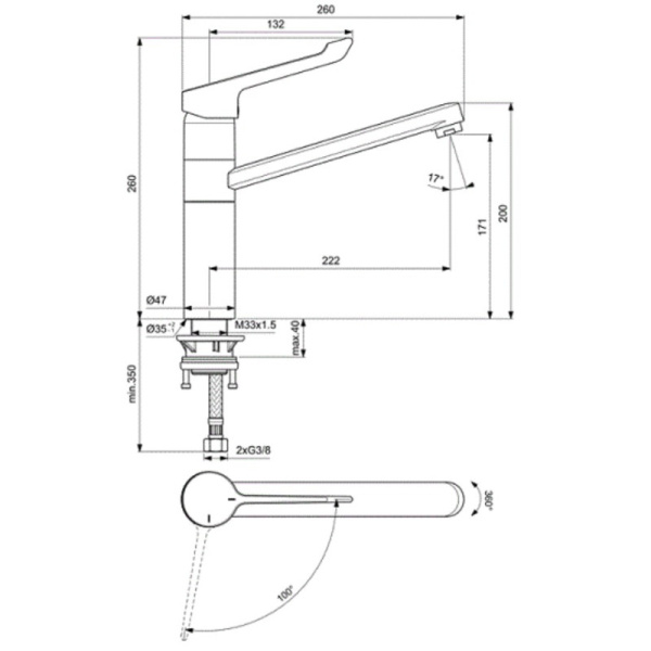 смеситель для кухни ideal standard ceraflex bc137aa хром