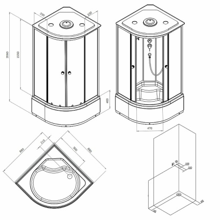 душевая кабина am.pm x-joy 90х90 w94c-401a-090mt без гидромассажа