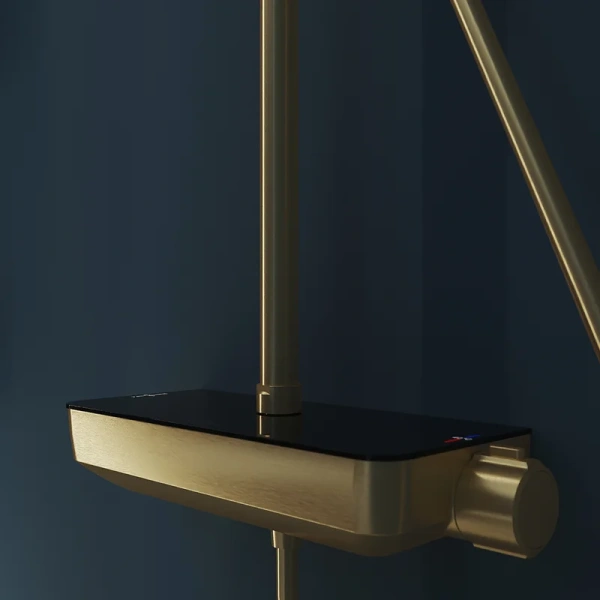 душевая стойка aqueduto chuva chu0350 с термостатом, шлифованное золото