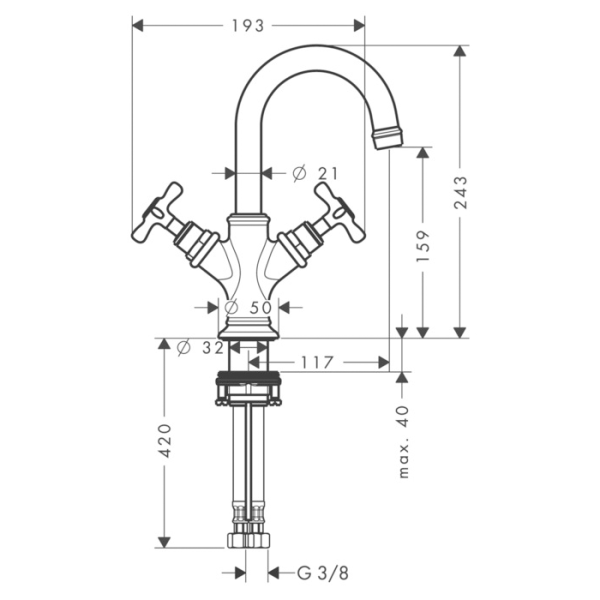 смеситель для раковины с донным клапаном axor montreux 16505820