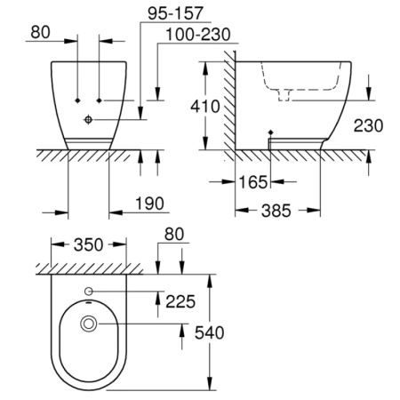 биде напольное grohe essence ceramic 3957500h