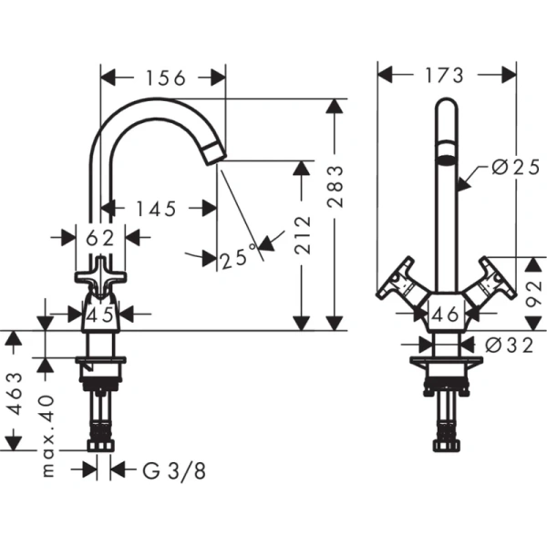 смеситель для мойки hansgrohe logis m32 71285000