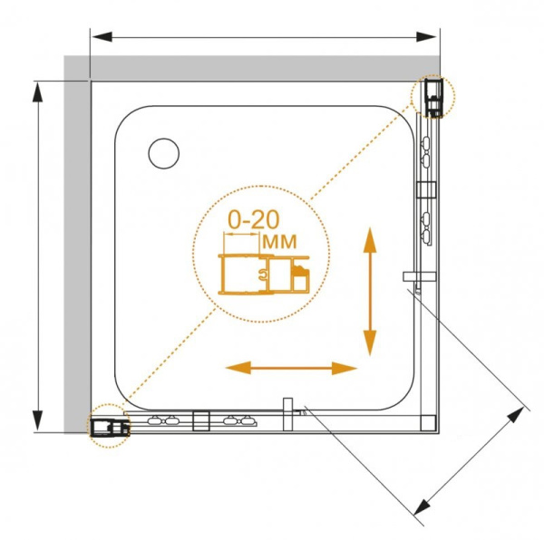 душевой уголок 100x100 cezares momento-a-2-100-c-cr прозрачное