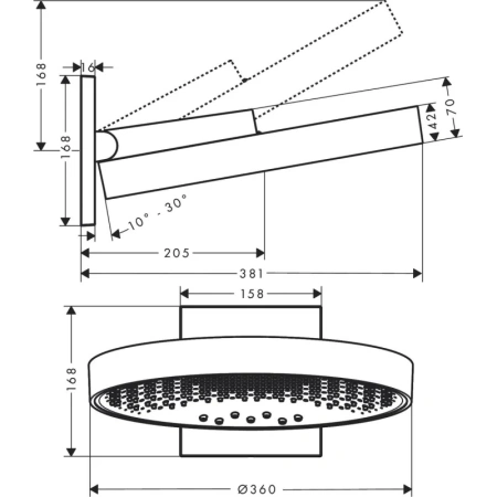 верхний душ hansgrohe rainfinity 360 3jet 26234990