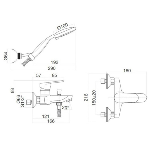 смеситель для ванны webert sax evolution se850101560 цвет черный матовый