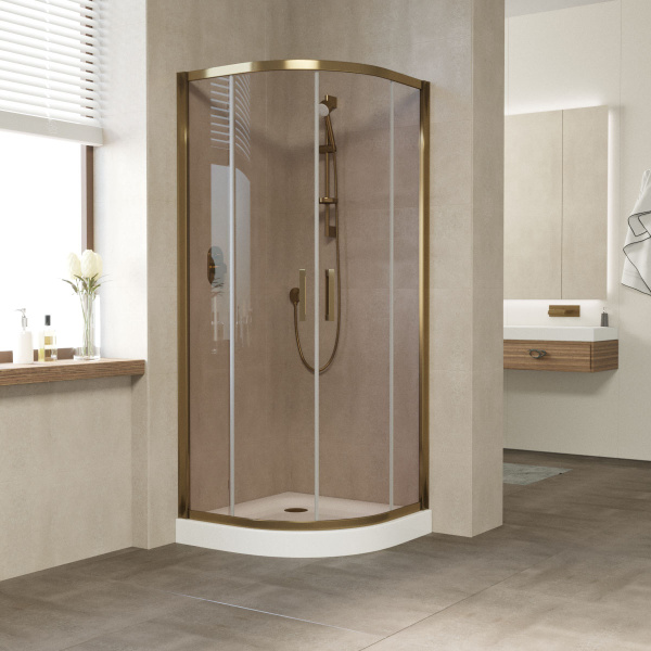 душевой уголок vegas glass zs 90 05 05 профиль бронза, стекло бронза