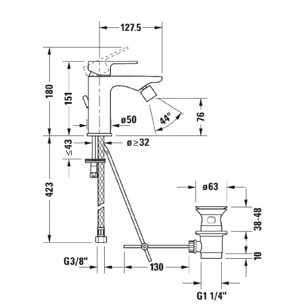 смеситель для биде duravit b.3 b32400001010