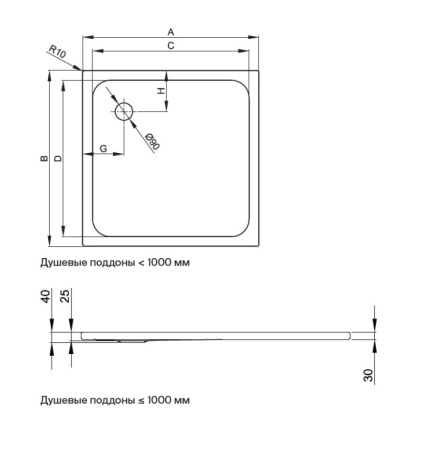 душевой поддон bette betteultra 5930-000 ae 90х90 см, квадратный, белый