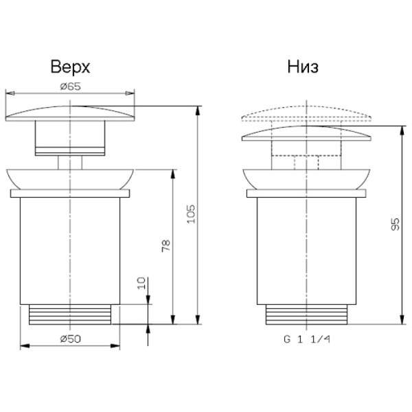 Daniel Daniel Revival Decora Донный клапан для раковины с переливом, автомат, цвет: медь/декор медь