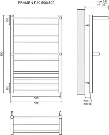 полотенцесушитель водяной lemark pramen п10 50x80