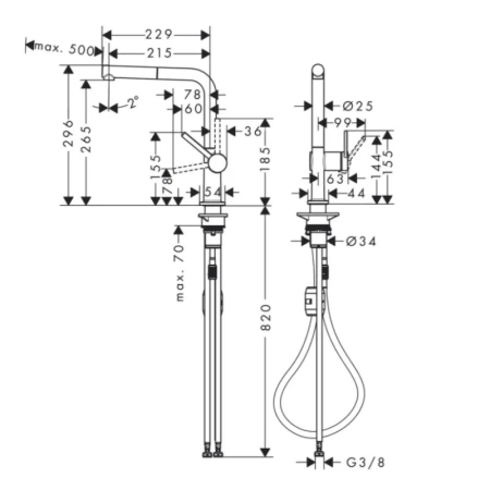 смеситель для кухни hansgrohe talis m54 72808000, хром