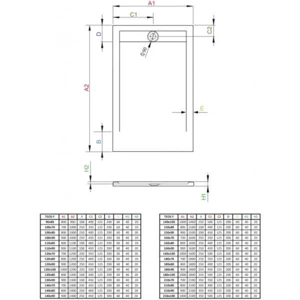 душевой поддон из литьевого мрамора 140x90 см radaway teos f black htf14090-54