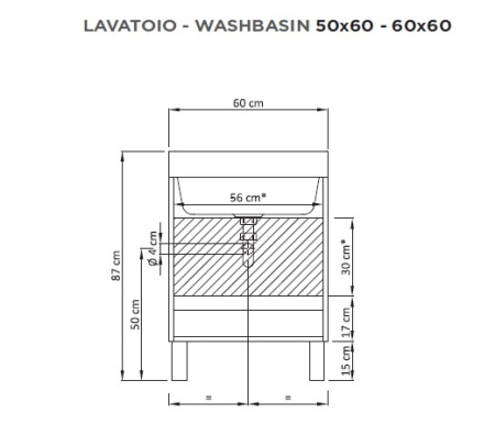 тумба с раковиной для стирки geromin round ra65 600х500