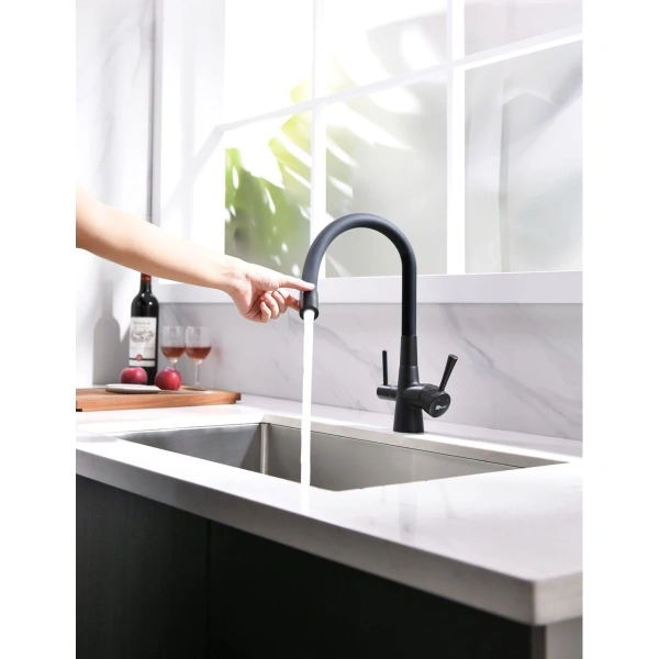 смеситель для кухни lemark comfort lm3075bl черный