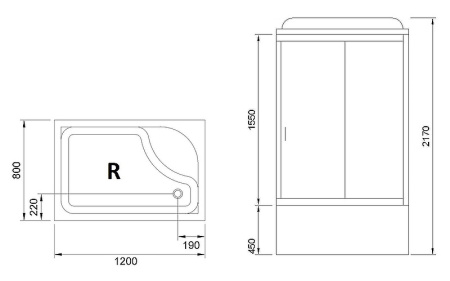 душевая кабина royal bath 120x80 rb8120bp5-wc-r без гидромассажа