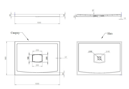 душевой поддон из искусственного камня salini pesaro 1003 120113g 100x90 см, sapirit, глянцевый белый